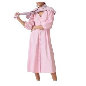 J. Crew - Stretch Viscose-Blend Button-Front Midi Dress Light Pink Sz 18